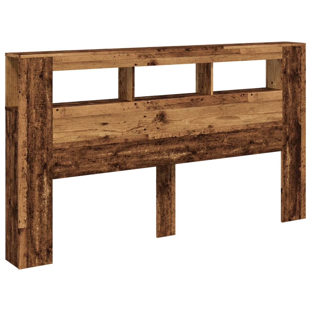 Hoofdeinde met LED 180x18,5x103,5 cm bewerkt hout oud hout