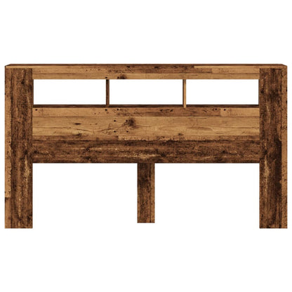 Hoofdeinde met LED 180x18,5x103,5 cm bewerkt hout oud hout