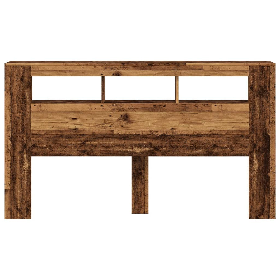 Hoofdeinde met LED 180x18,5x103,5 cm bewerkt hout oud hout