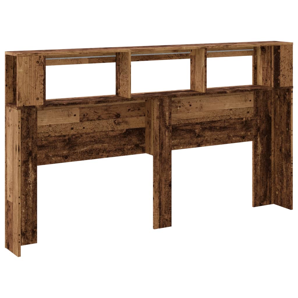 Hoofdeinde met LED 180x18,5x103,5 cm bewerkt hout oud hout