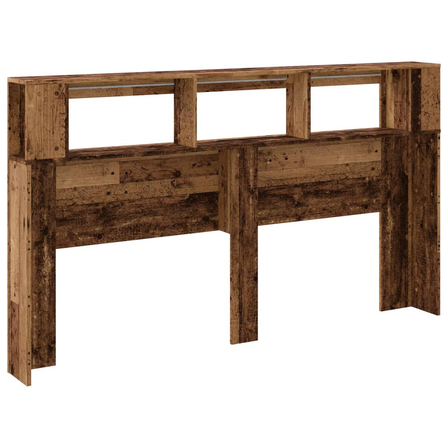 Hoofdeinde met LED 180x18,5x103,5 cm bewerkt hout oud hout