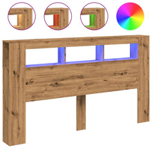 Hoofdeinde met LED 180x18,5x103,5 cm hout artisanaal eikenkleur