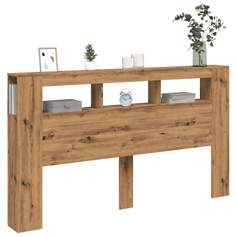 Hoofdeinde met LED 180x18,5x103,5 cm hout artisanaal eikenkleur