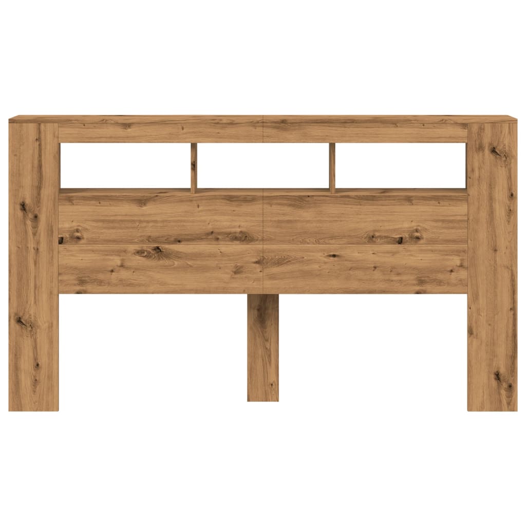 Hoofdeinde met LED 180x18,5x103,5 cm hout artisanaal eikenkleur