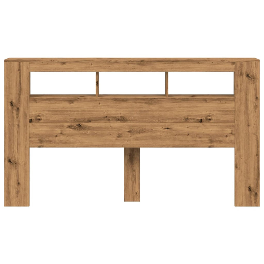 Hoofdeinde met LED 180x18,5x103,5 cm hout artisanaal eikenkleur