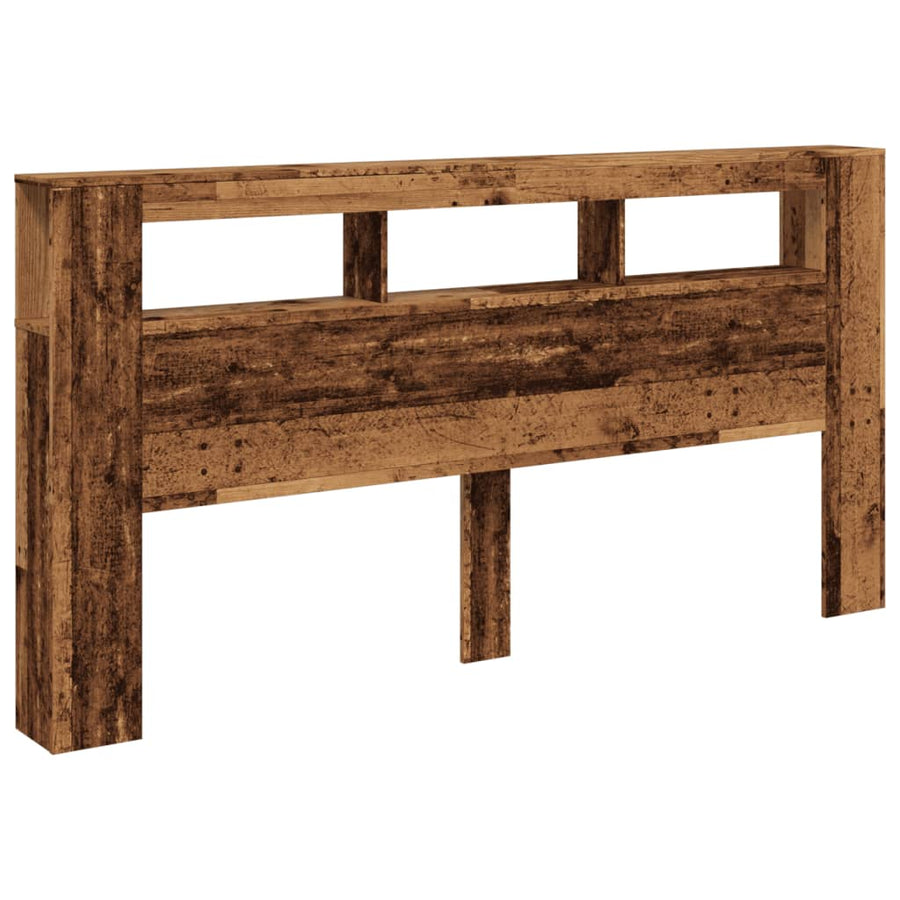Hoofdeinde met LED 200x18,5x103,5 cm bewerkt hout oud hout