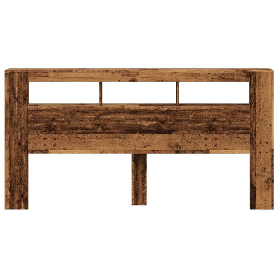 Hoofdeinde met LED 200x18,5x103,5 cm bewerkt hout oud hout
