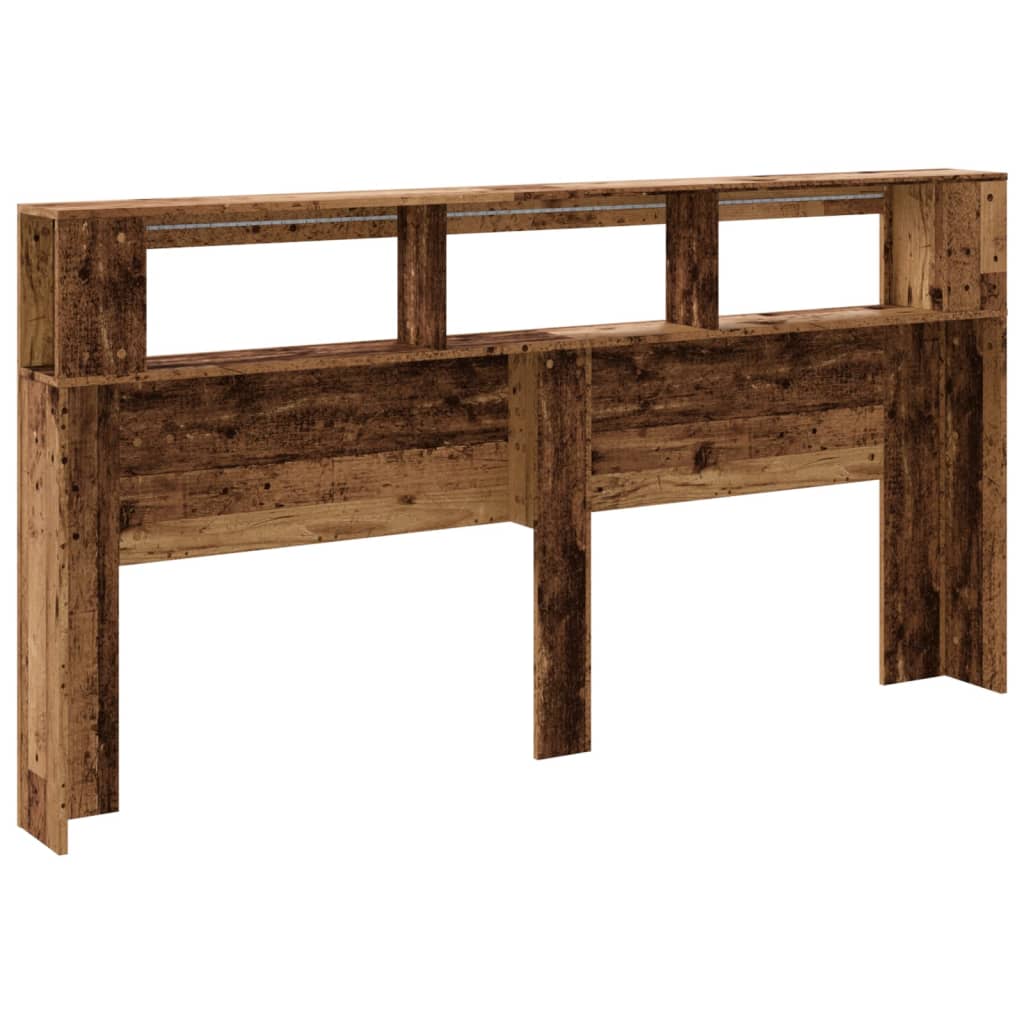 Hoofdeinde met LED 200x18,5x103,5 cm bewerkt hout oud hout
