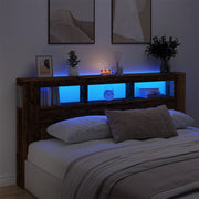 Hoofdeinde 200x18,5x103,5 cm bewerkt hout oud hout LED