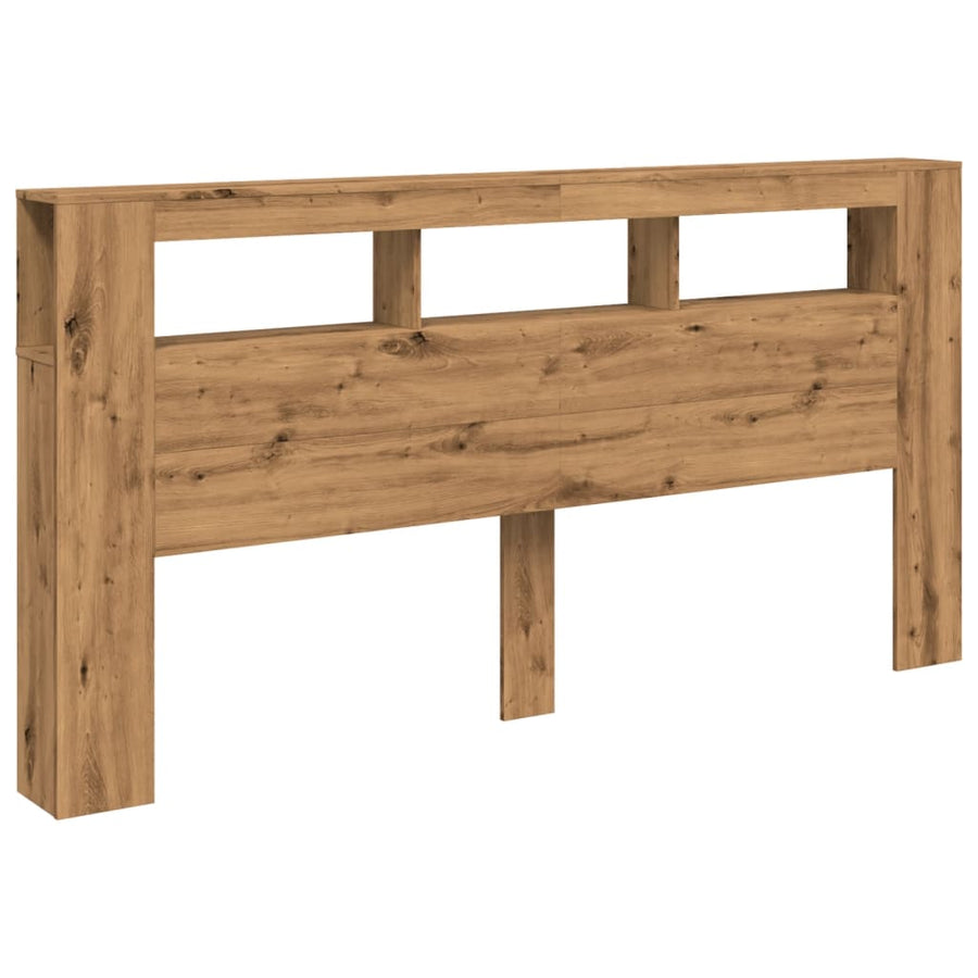 Hoofdeinde met LED 200x18,5x103,5 cm hout artisanaal eikenkleur