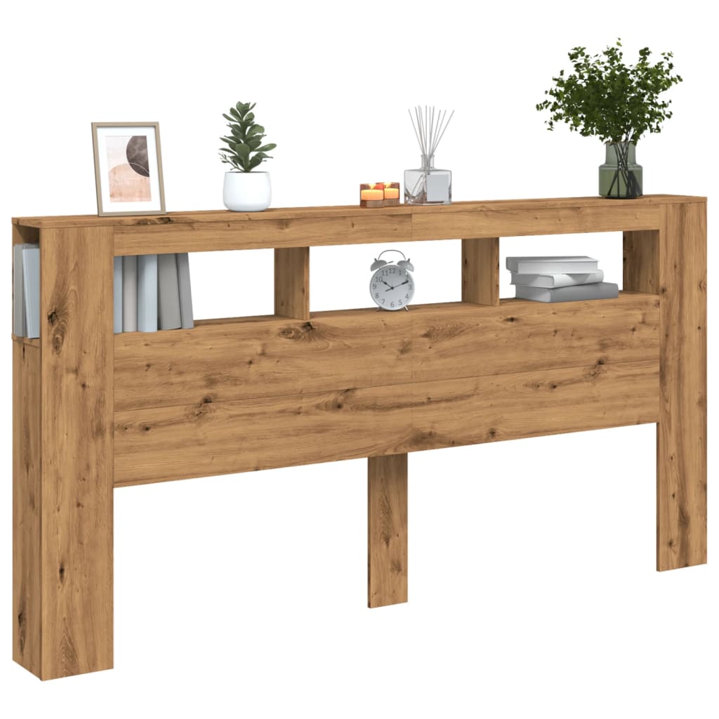 Hoofdeinde met LED 200x18,5x103,5 cm hout artisanaal eikenkleur