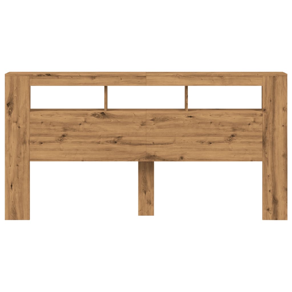 Hoofdeinde met LED 200x18,5x103,5 cm hout artisanaal eikenkleur