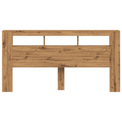 Hoofdeinde met LED 200x18,5x103,5 cm hout artisanaal eikenkleur