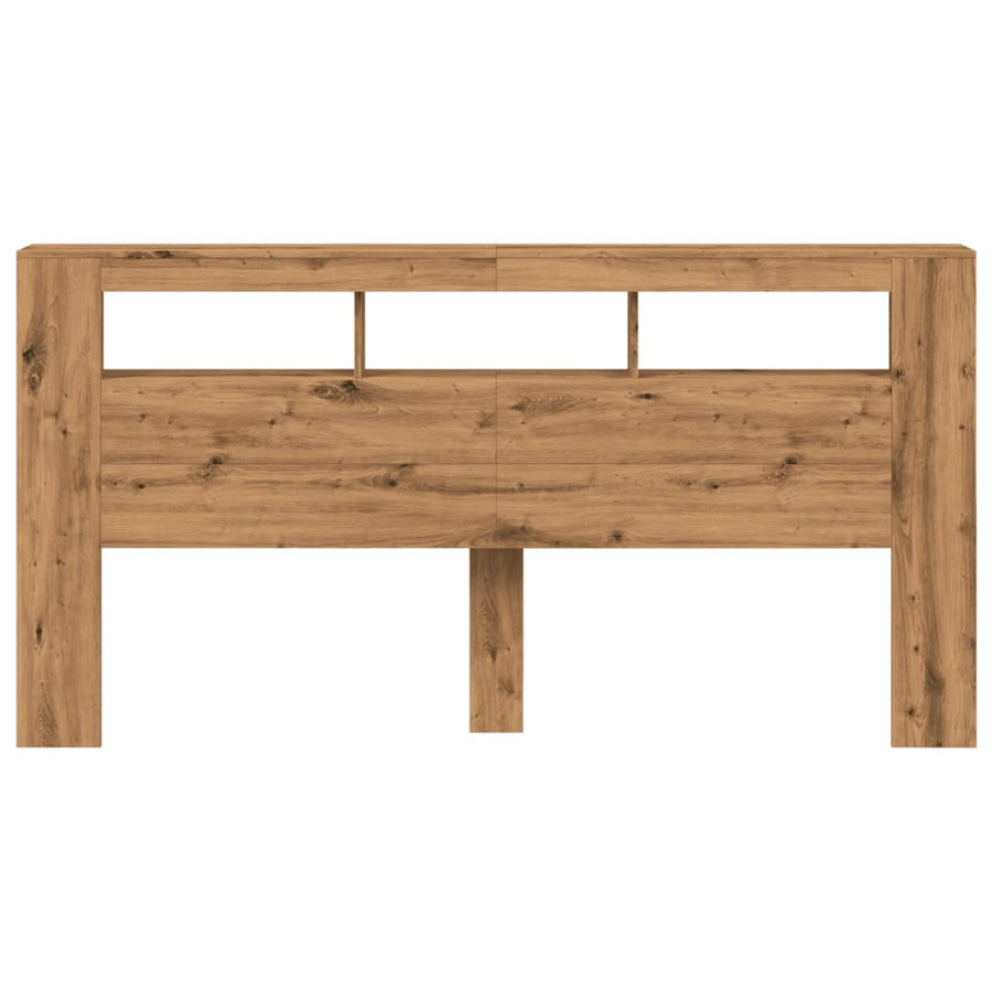 Hoofdeinde met LED 200x18,5x103,5 cm hout artisanaal eikenkleur