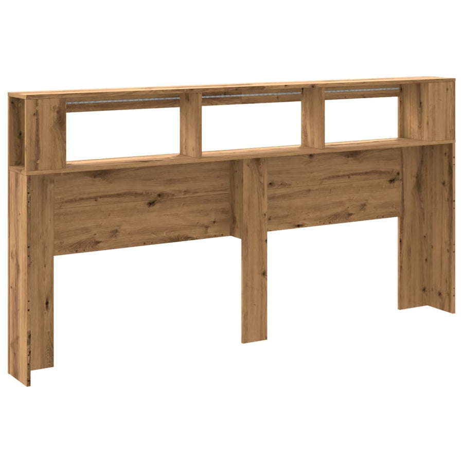 Hoofdeinde met LED 200x18,5x103,5 cm hout artisanaal eikenkleur
