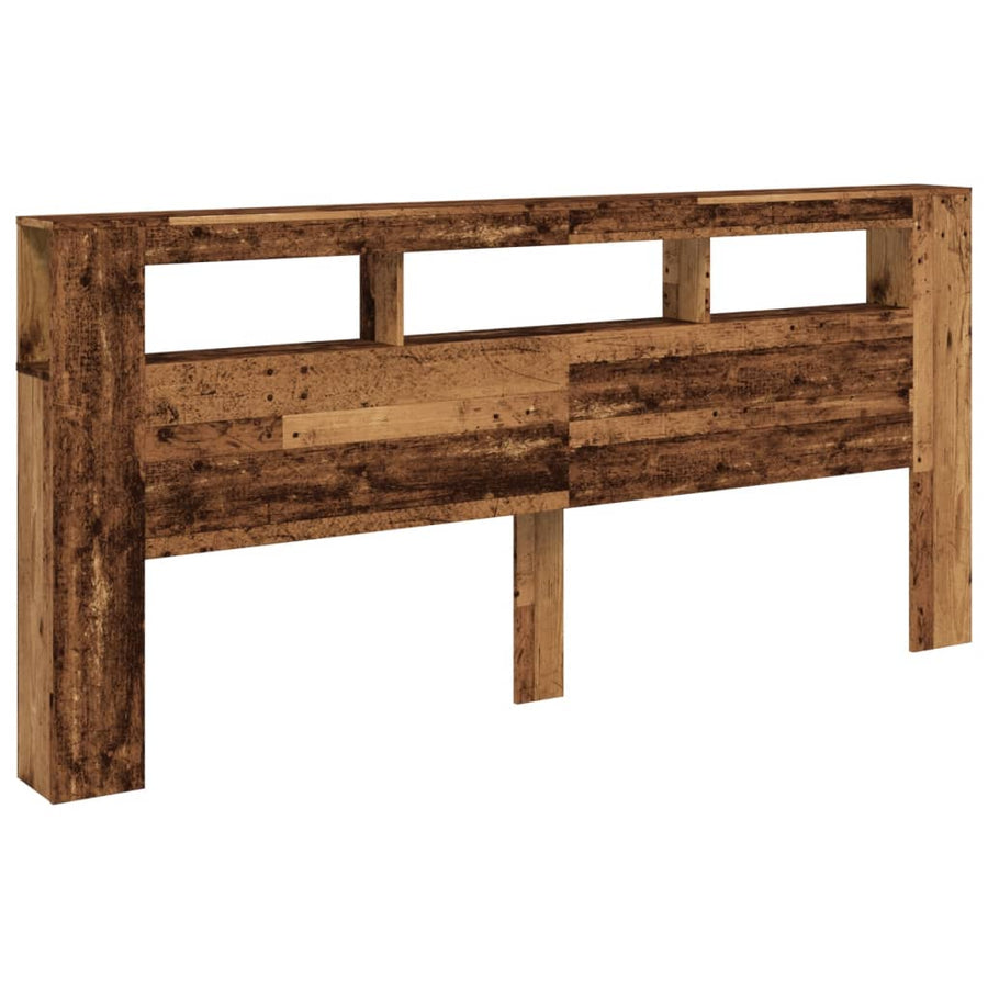 Hoofdeinde met LED 220x18,5x103,5 cm bewerkt hout oud hout