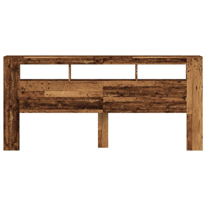 Hoofdeinde met LED 220x18,5x103,5 cm bewerkt hout oud hout
