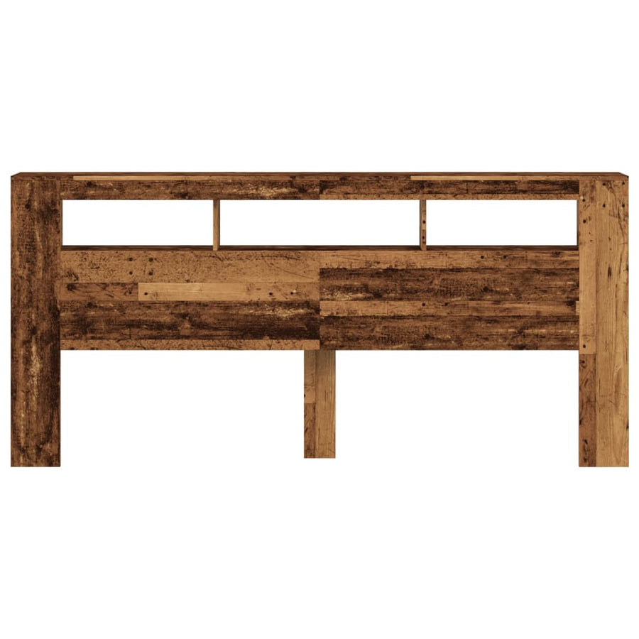 Hoofdeinde met LED 220x18,5x103,5 cm bewerkt hout oud hout