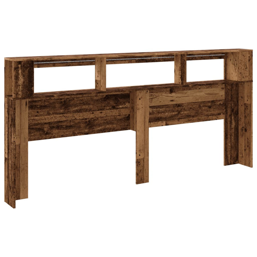 Hoofdeinde met LED 220x18,5x103,5 cm bewerkt hout oud hout