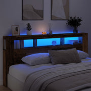Hoofdeinde 220x18,5x103,5 cm bewerkt hout oud hout LED