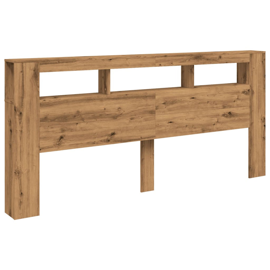Hoofdeinde met LED 220x18,5x103,5 cm hout artisanaal eikenkleur
