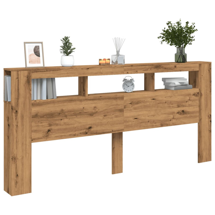 Hoofdeinde met LED 220x18,5x103,5 cm hout artisanaal eikenkleur