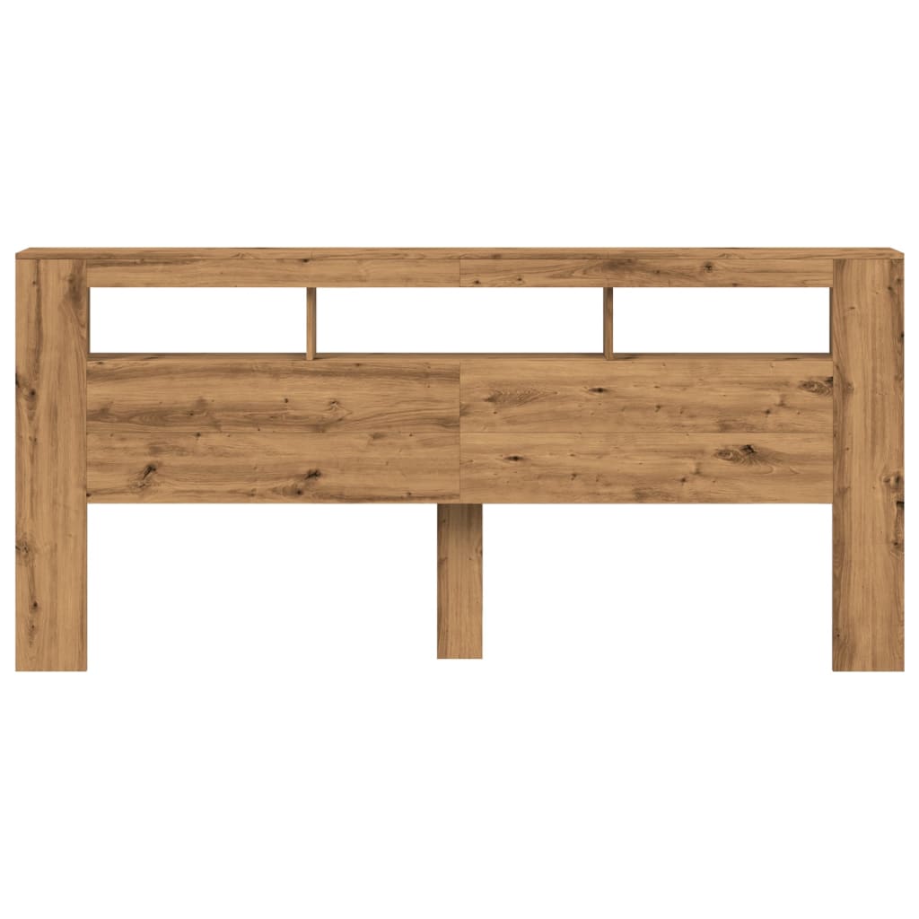 Hoofdeinde met LED 220x18,5x103,5 cm hout artisanaal eikenkleur