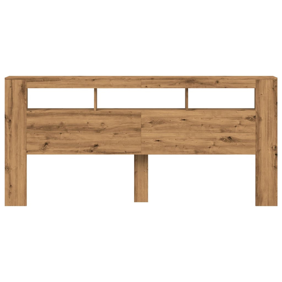 Hoofdeinde met LED 220x18,5x103,5 cm hout artisanaal eikenkleur