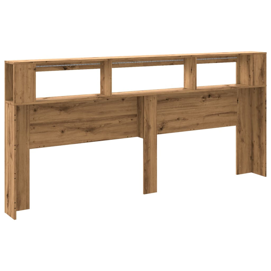 Hoofdeinde met LED 220x18,5x103,5 cm hout artisanaal eikenkleur