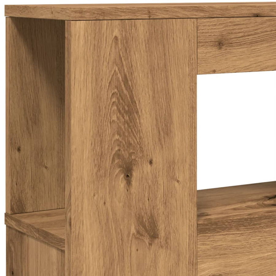 Hoofdeinde met LED 220x18,5x103,5 cm hout artisanaal eikenkleur