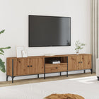 Tv-meubel 200x25x44 cm bewerkt hout artisanaal eiken