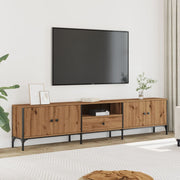 Tv-meubel 200x25x44 cm bewerkt hout artisanaal eiken
