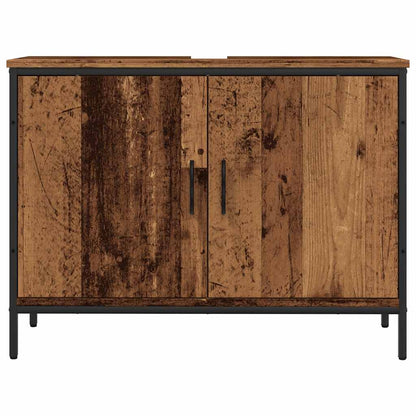 Wastafelkast 60x33x60 cm bewerkt hout oud houtkleurig