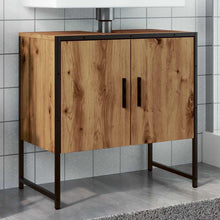Wastafelkast 60x33x60 cm bewerkt hout artisanaal eikenkleurig