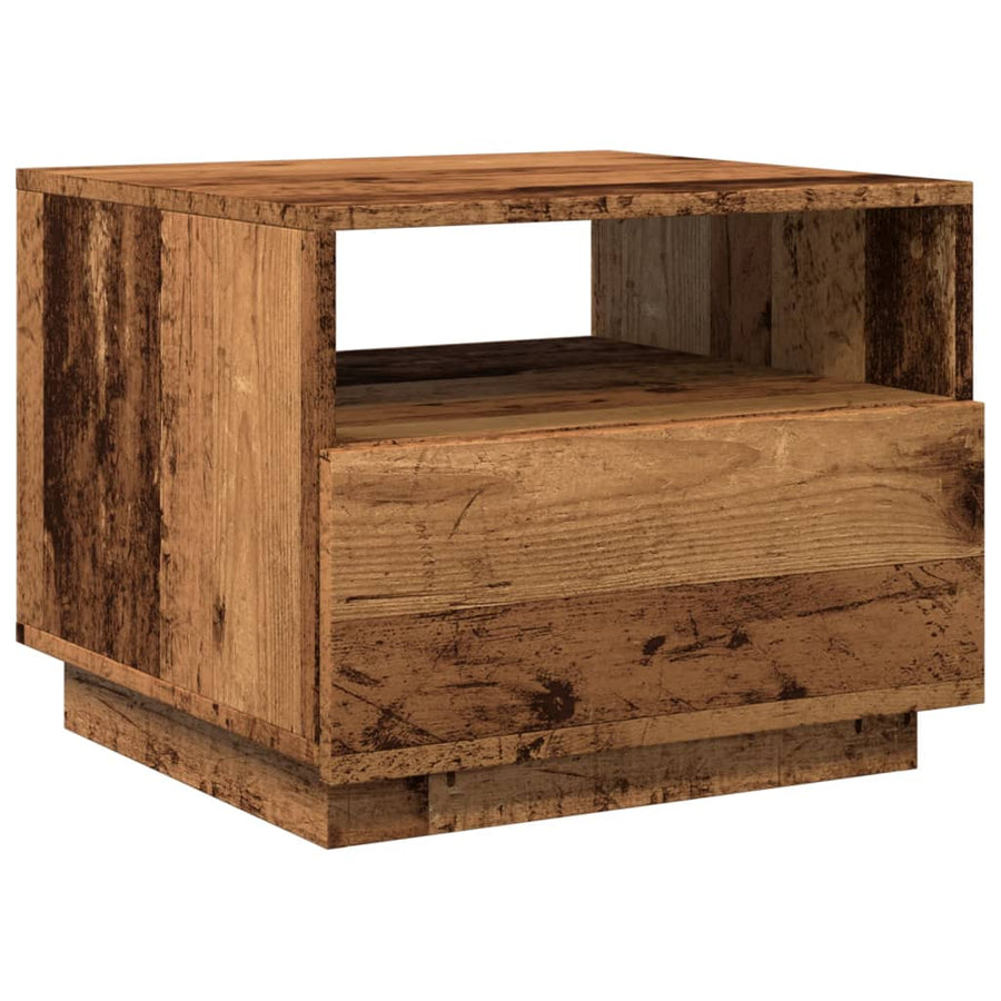 Salontafel met LED-verlichting 50x49x40 cm oud houtkleurig