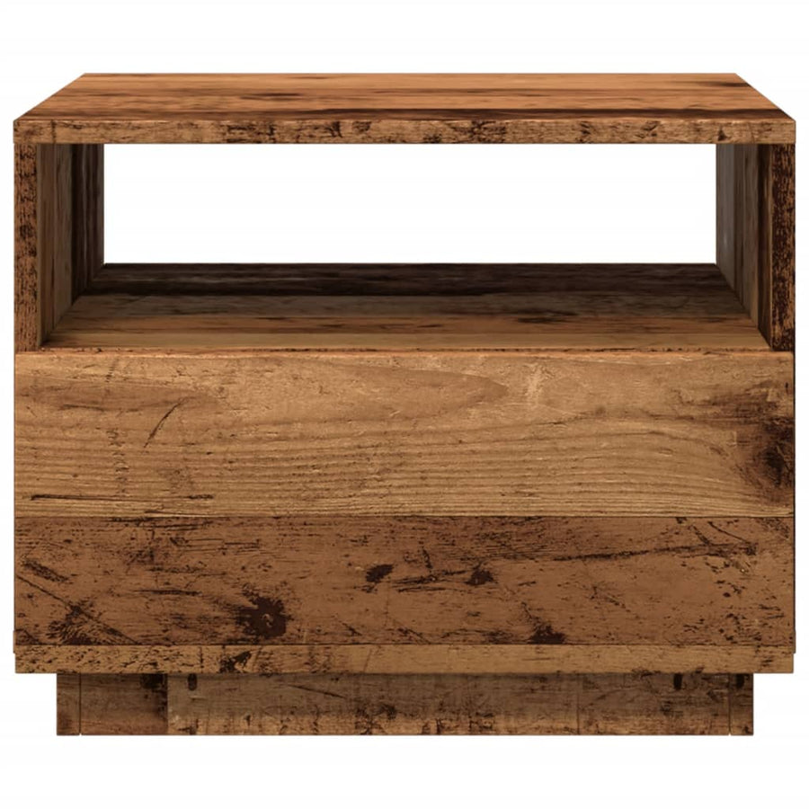 Salontafel met LED-verlichting 50x49x40 cm oud houtkleurig