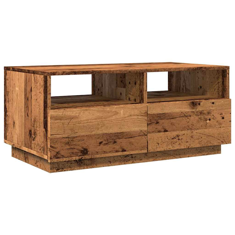 Salontafel met LED-verlichting 90x49x40 cm oud houtkleurig