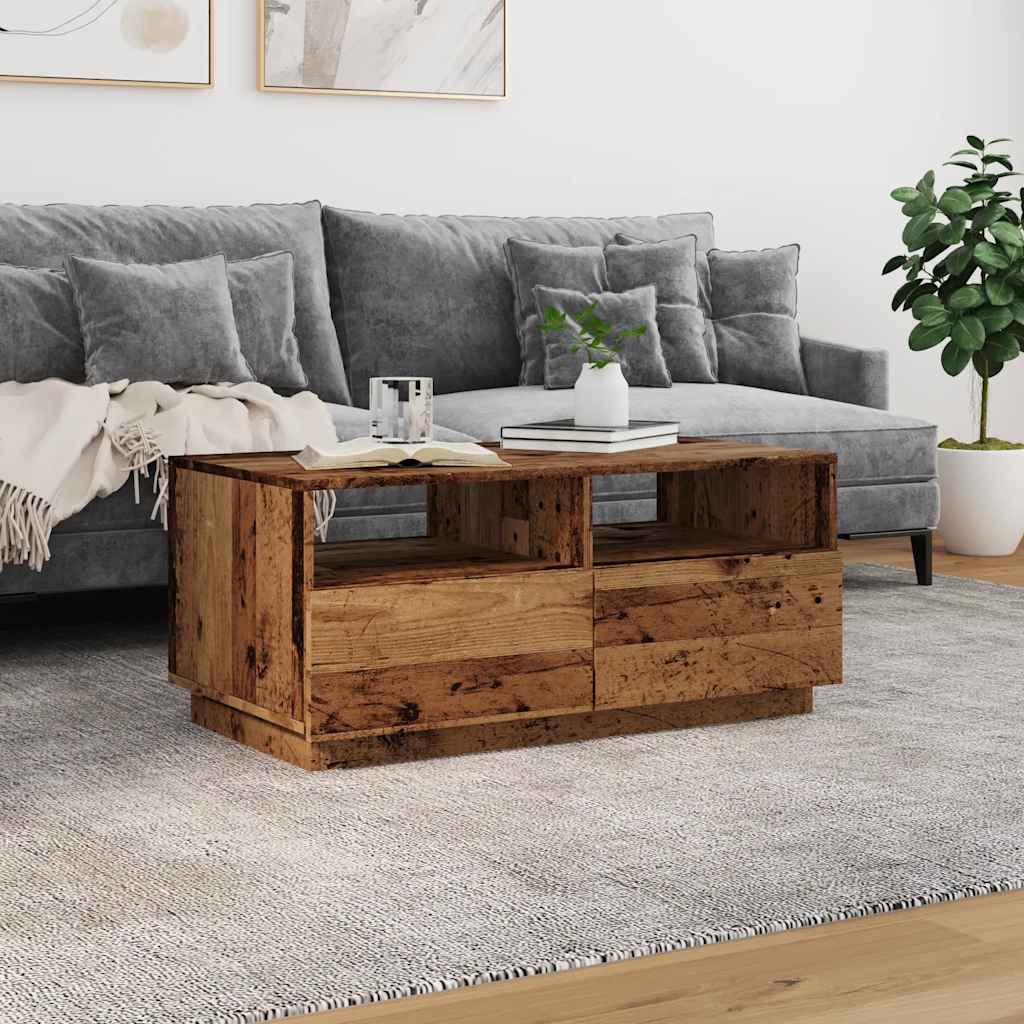 Salontafel met LED-verlichting 90x49x40 cm oud houtkleurig