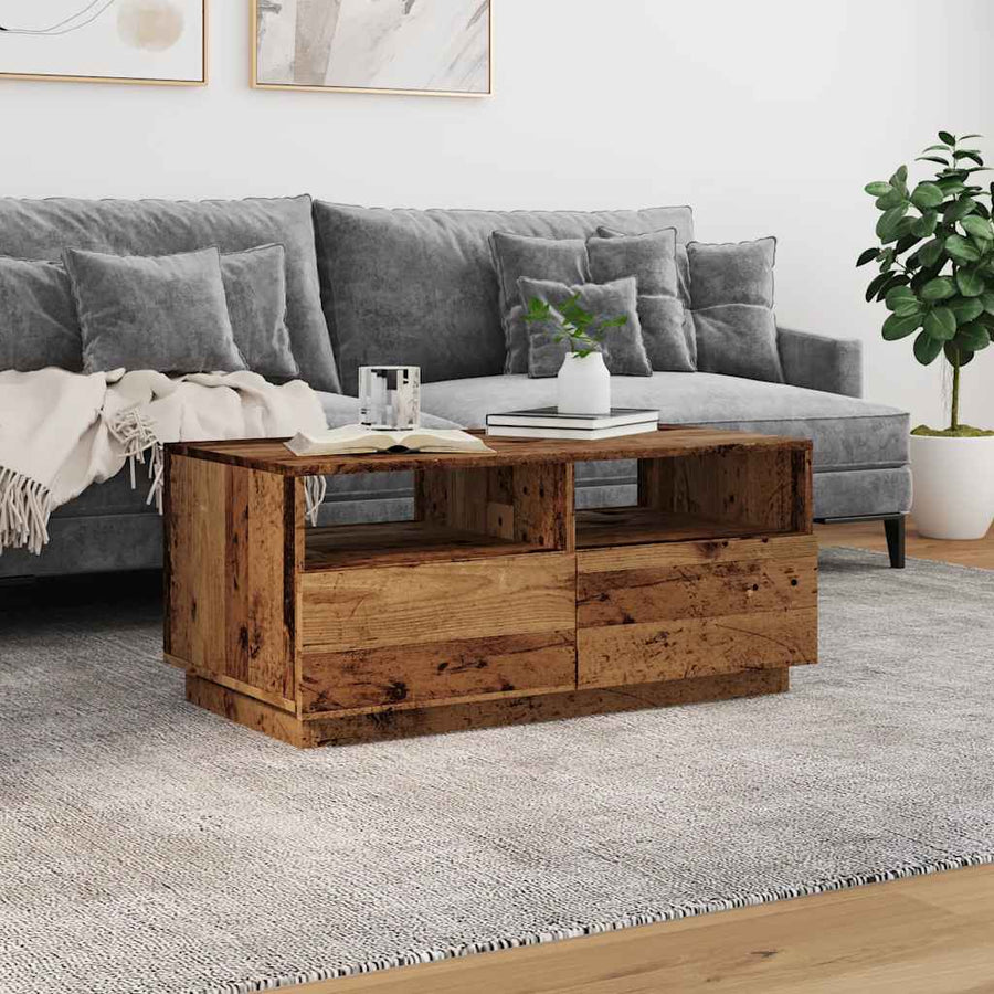 Salontafel met LED-verlichting 90x49x40 cm oud houtkleurig