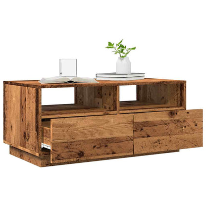 Salontafel met LED-verlichting 90x49x40 cm oud houtkleurig