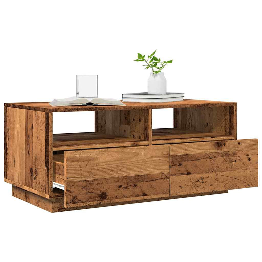 Salontafel met LED-verlichting 90x49x40 cm oud houtkleurig