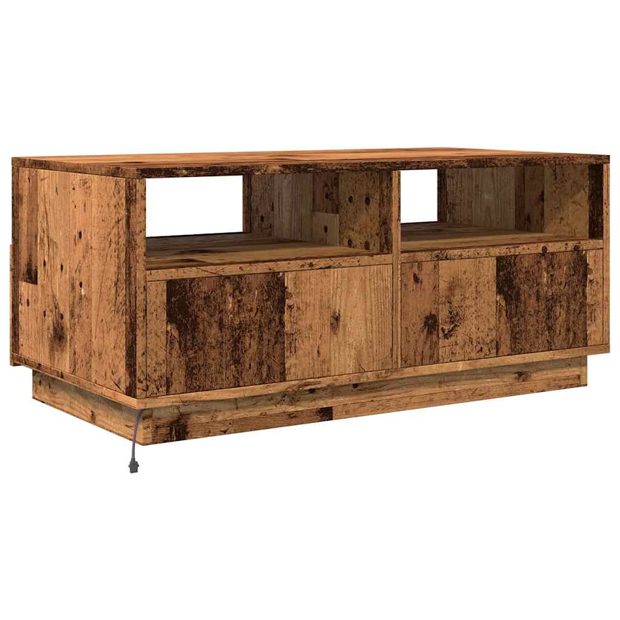 Salontafel met LED-verlichting 90x49x40 cm oud houtkleurig