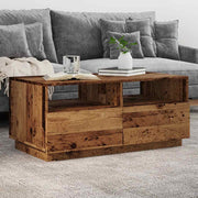 Salontafel oud houtkleur LED 90x49x40 cm