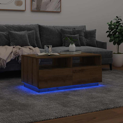 Salontafel met LED-verlichting 90x49x40 cm artisan eikenkleurig