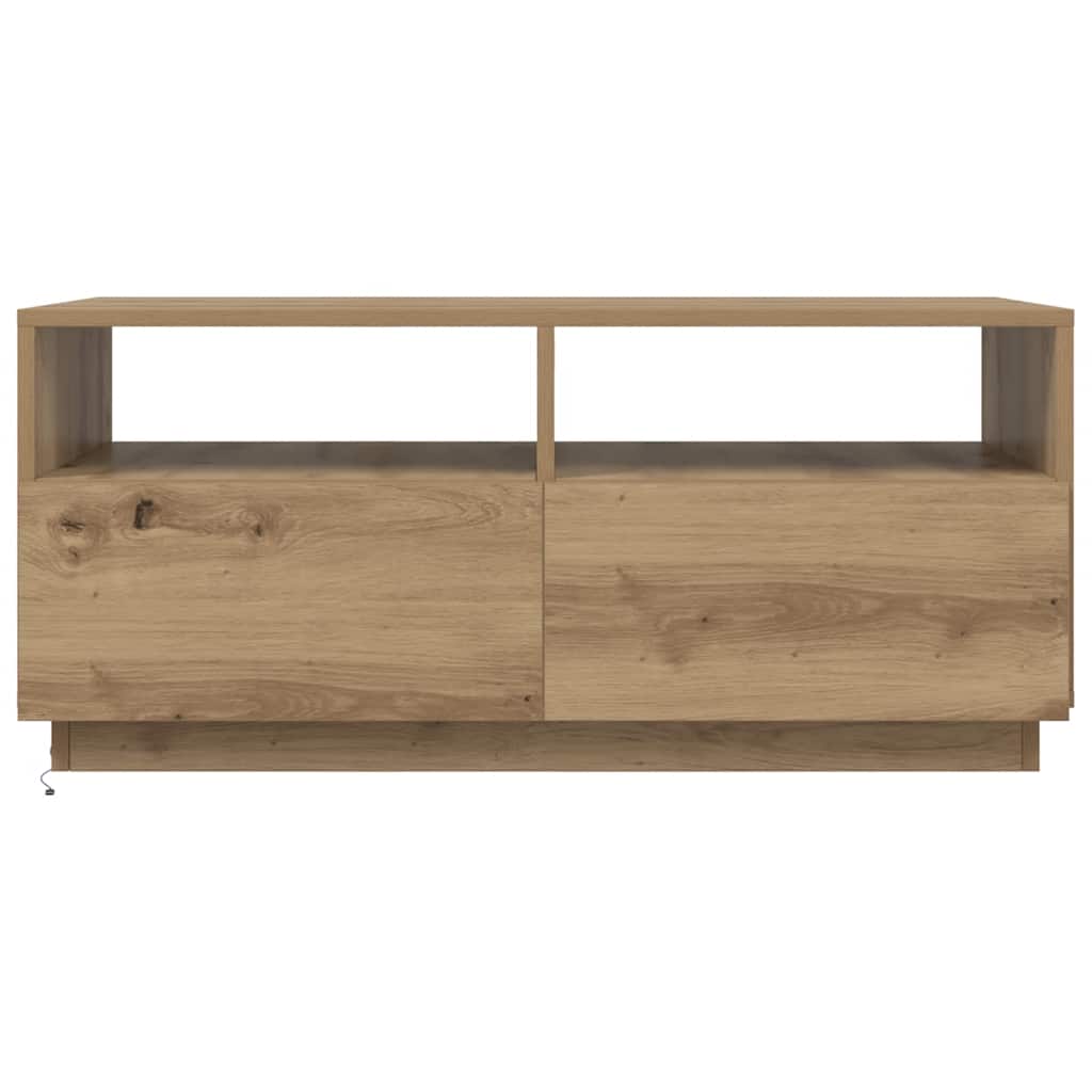 Salontafel met LED-verlichting 90x49x40 cm artisan eikenkleurig