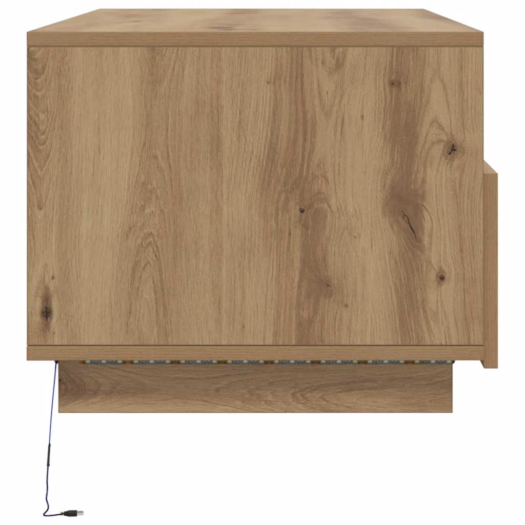 Salontafel met LED-verlichting 90x49x40 cm artisan eikenkleurig