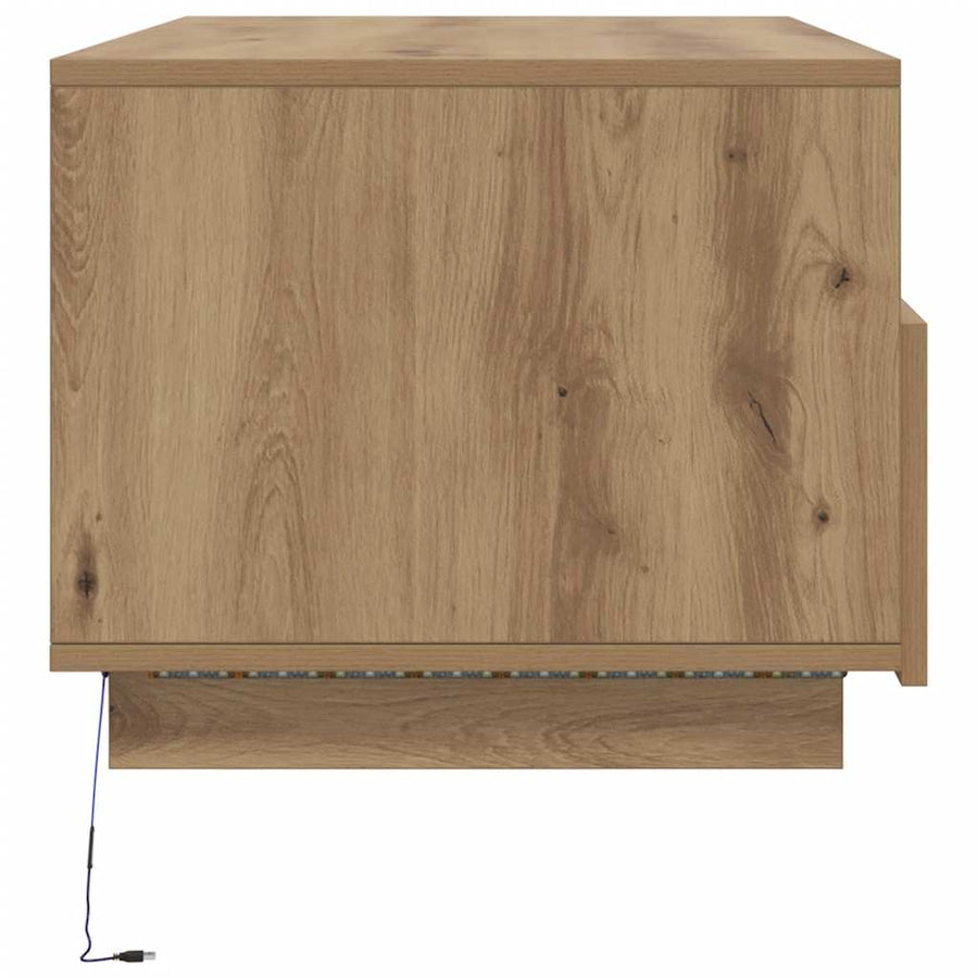 Salontafel met LED-verlichting 90x49x40 cm artisan eikenkleurig