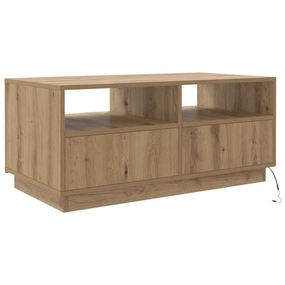 Salontafel met LED-verlichting 90x49x40 cm artisan eikenkleurig