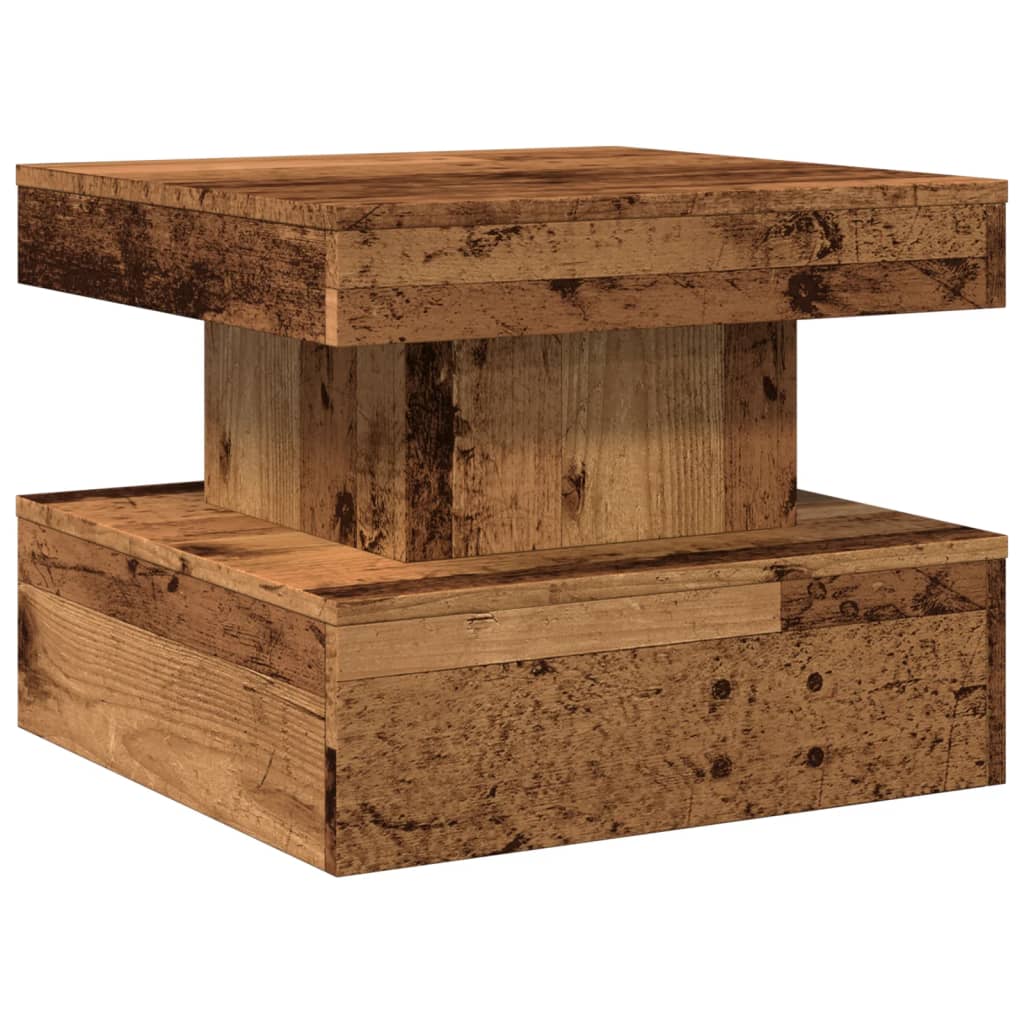 Salontafel met LED-verlichting 50x50x40 cm oud houtkleurig