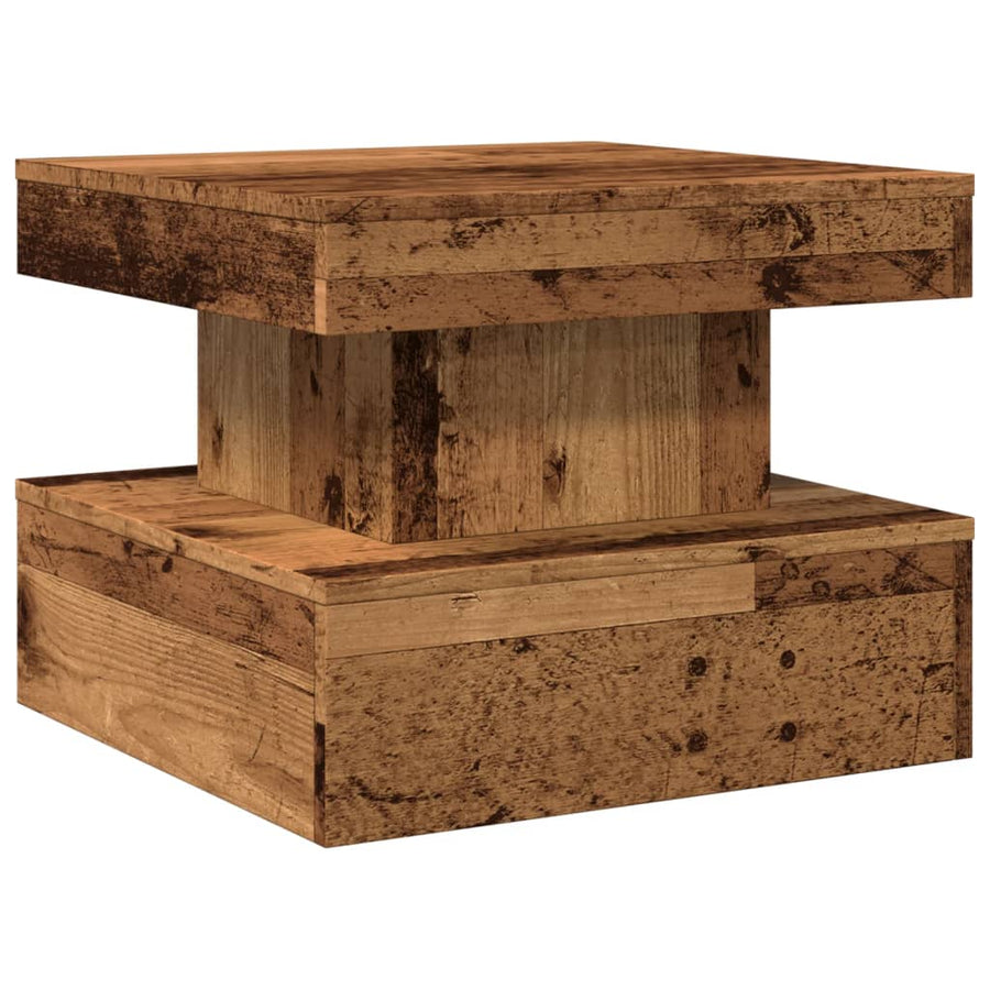 Salontafel met LED-verlichting 50x50x40 cm oud houtkleurig
